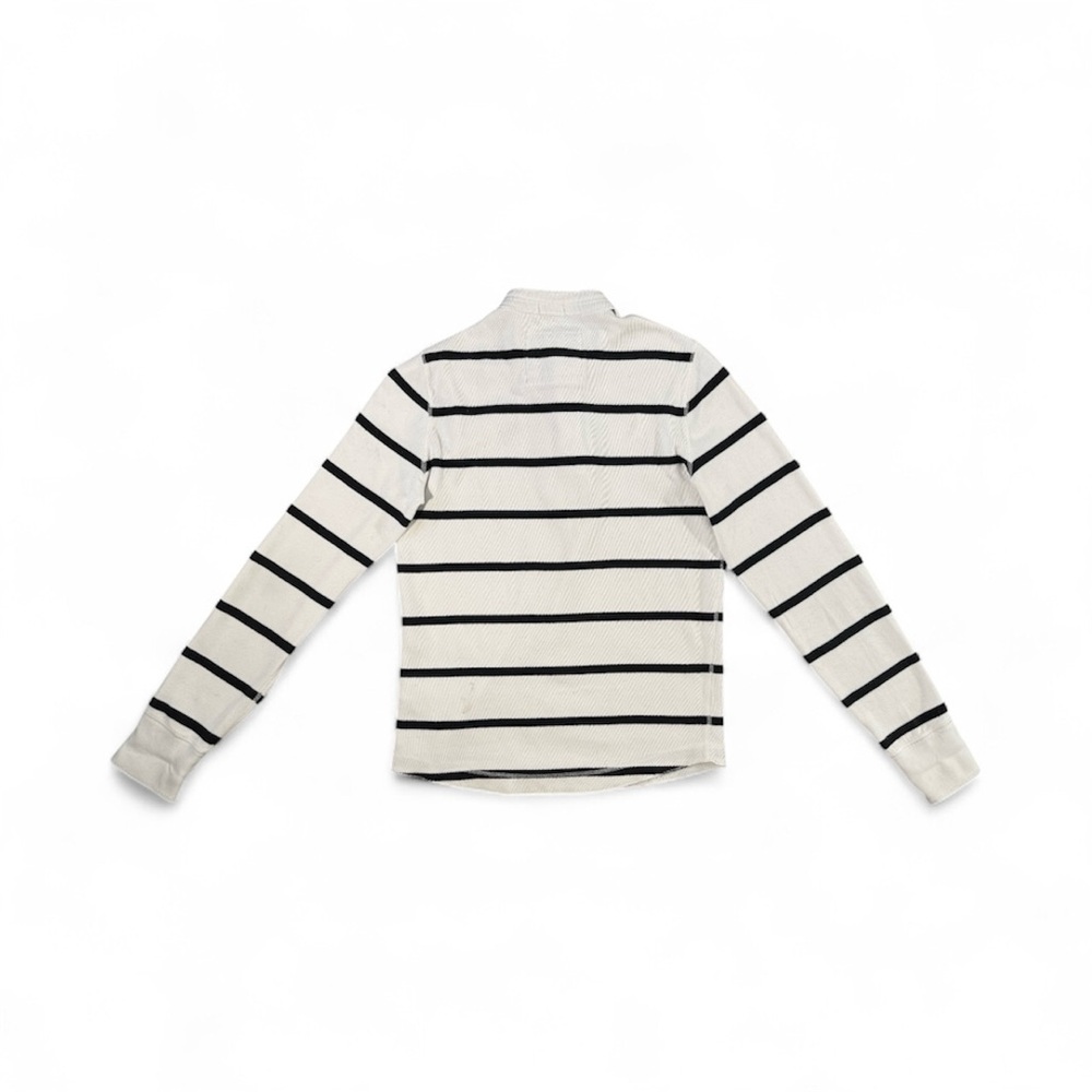 Men’s Abercrombie & Fitch White and Navy Striped Henley Shirt - Picture 4 of 6